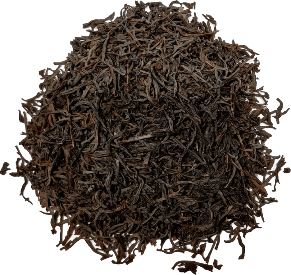 A pile of loose Tea climate chamber (25 liter) leaves scattered on a green background.
