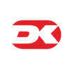 Rot-weißes DK-Logo mit geometrischem Design, bestehend aus einem stilisierten D- und K-Ineinandergreifen.